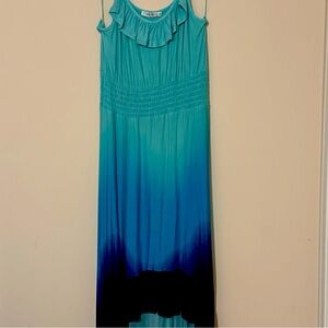 Rickis Blue Ombré High Low Maxi Dress, M